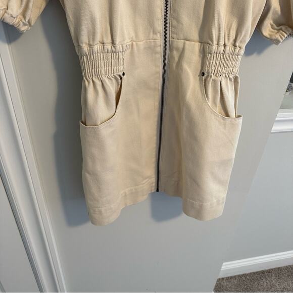C/MEO Cream Denim Zipper Front Mini Dress Small - Picture 11 of 14